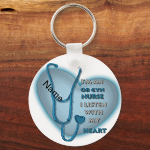 Llavero Enfermera ObGyn del corazón azul