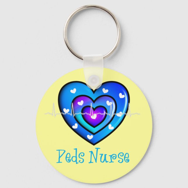 Llavero Enfermera pediátrica Artsy Blue Heart Design Gifts (Anverso)
