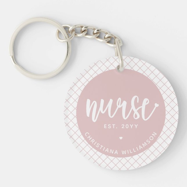 Llavero Enfermera personalizada RN graduación Elegante (Frente)