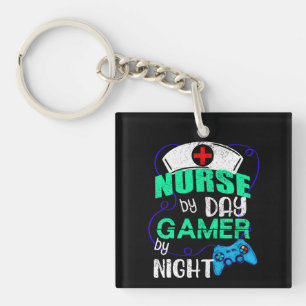 Llavero Enfermera por día jugador de noche, juegos de Enfe