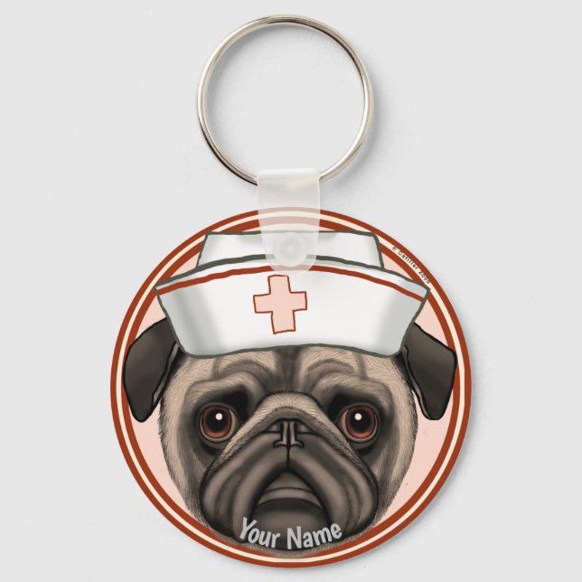 Llavero Enfermera Pug  (Anverso)
