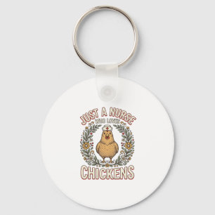 Llavero Enfermera Que Ama Pollos Diseño de Camiseta Vintag