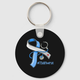 Llavero Enfermera T1D Cinta azul Stethoscope Diabetes Awar