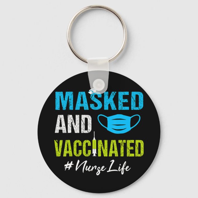 Llavero Enfermera y vacuna de enfermería mascarada y vacun (Anverso)