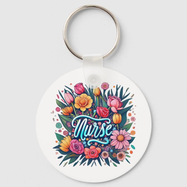 Llavero Enfermero de enfermería de flores (Anverso)