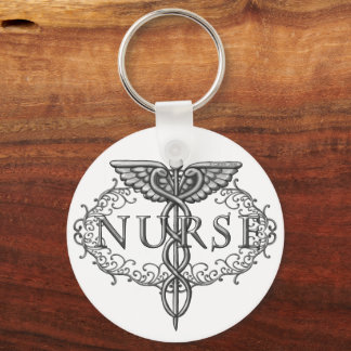 Llavero Enfermero de Oval Silver caduceus