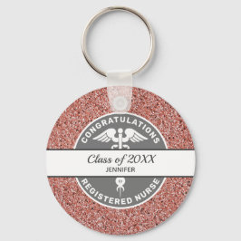 Llavero Enfermero RN Graduado Año Purpurina Rosa Personali