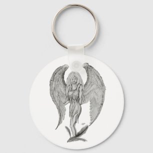 Llavero Engel Bleistiftzeichnung Diseño en blanco y negro