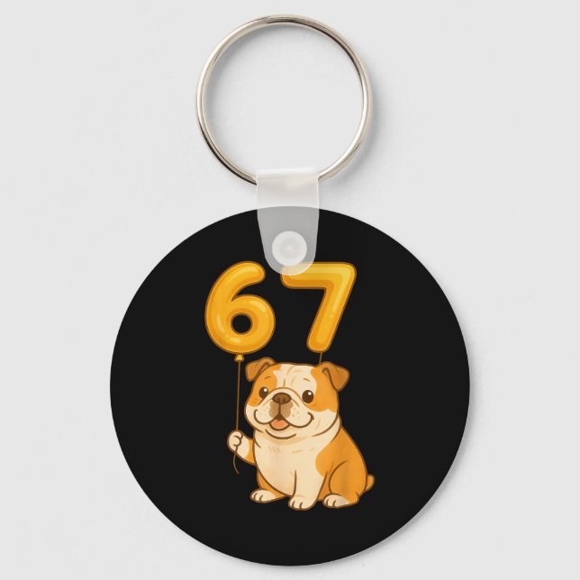 Llavero English Bulldog Dog Funny 67 Meme Six Seven Balloo (Anverso)