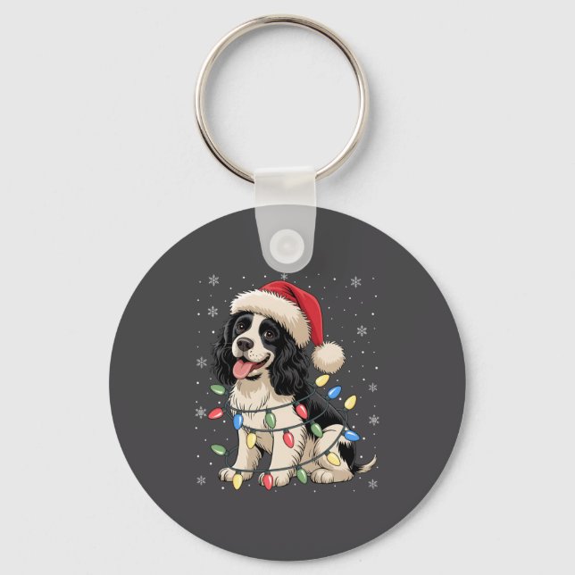 Llavero English Springer Spaniel Dog Christmas Tree Lights (Anverso)