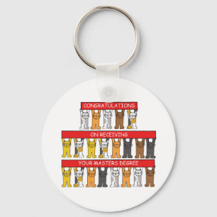 Llavero Enhorabuena del masters, gatos del dibujo animado