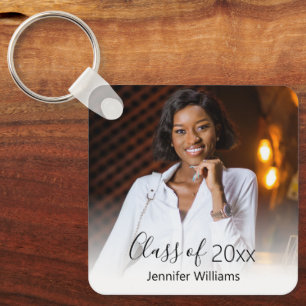 Llavero enhorabuena foto graduación elegante desvanecido