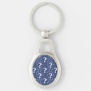 Llavero enigma de enigma de interrogación misterioso azul