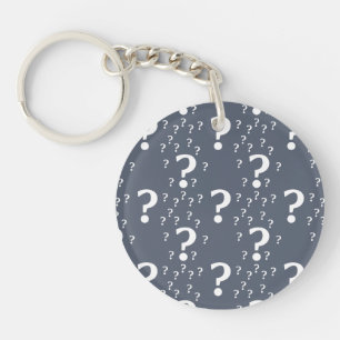 Llavero enigma de enigma de interrogación misterioso azul-