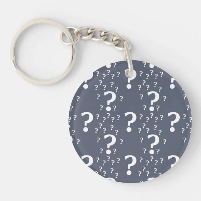 Llavero enigma de enigma de interrogación misterioso azul- (Frente)