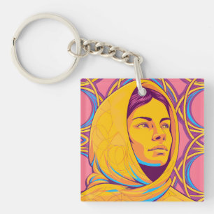 Llavero Enigmatic Brazilian Woman in Vibrant Pop Art
