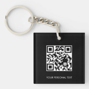 Llavero Enlace de sitio web QR negro Diseño de marca profe