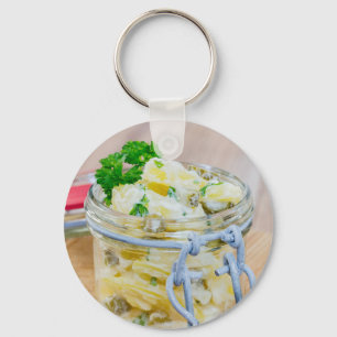 Llavero Ensalada de patata en un frasco de madera
