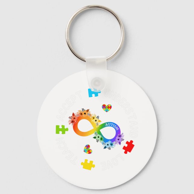 Llavero Enseñar Aceptar Entender Amor Autismo Conciencia I (Anverso)