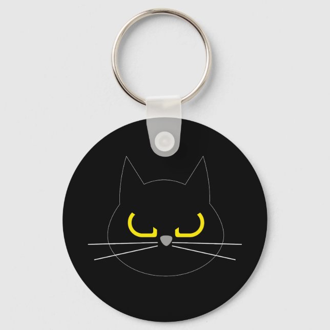 Llavero ENTONCES, ¿QUÉ? Funny Grumpy Black Cat Key Ring (Anverso)