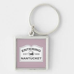 Llavero Entrando en el Rótulo Nantucket Keepsake Blanco y