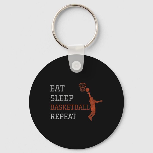 Llavero Entrenador de baloncesto Eat Sleep Basketball Repe (Anverso)
