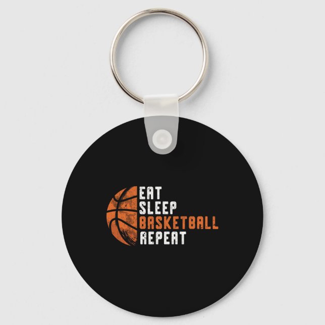 Llavero Entrenador de baloncesto Eat Sleep Basketball Repe (Anverso)