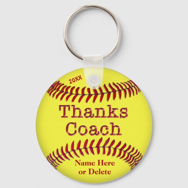 Llavero Entrenador de Softball entrega ideas con nombre y  (Anverso)