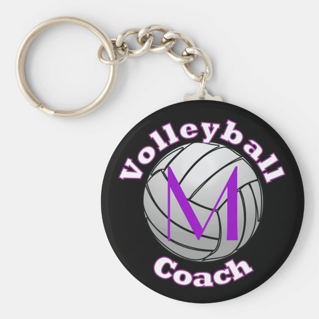 Llavero Entrenador de voleibol con inicio morado (Frente)