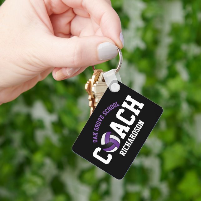 Llavero Entrenador deportivo de voleibol - Púrpura (Mano)