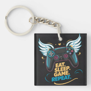 Llavero Epic Gaming Gear. Come. Duerme. Juego. Repite. Win