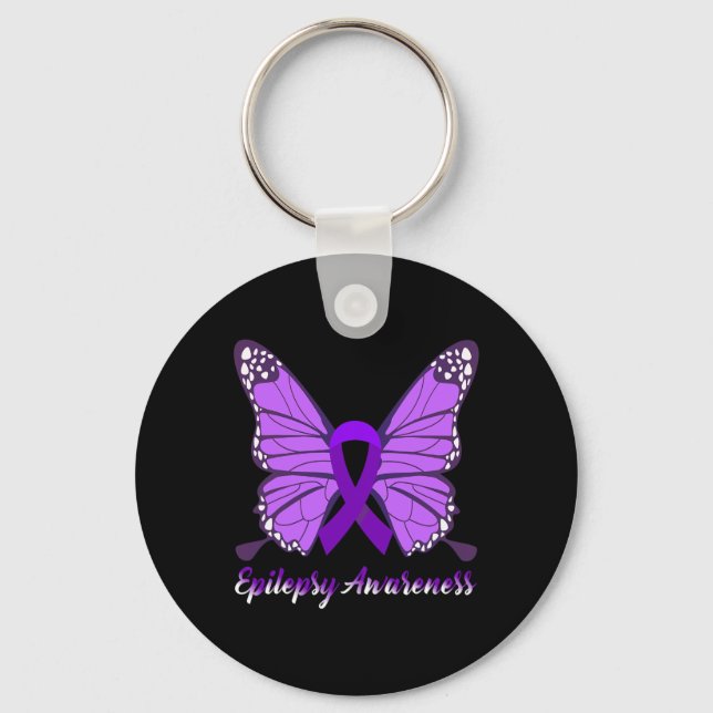 Llavero Epilepsia Awareness Butfly Púrpura Cinta Epileps (Anverso)