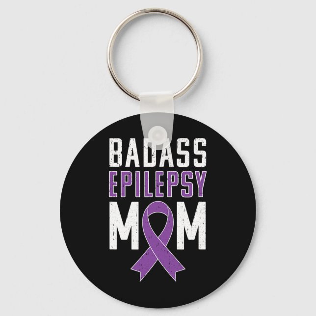 Llavero Epilepsia Awareness Byd Epilepsy Mom Purple Ribbon (Anverso)