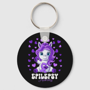 Llavero Epilepsia Awareness Month Púrpura Ribbon Unicorn