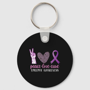 Llavero Epilepsia Awareness Ribbon Peace Love Cure