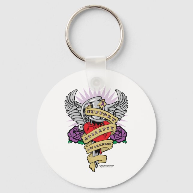 Llavero Epilepsia Dagger and Heart Tattoo (Anverso)