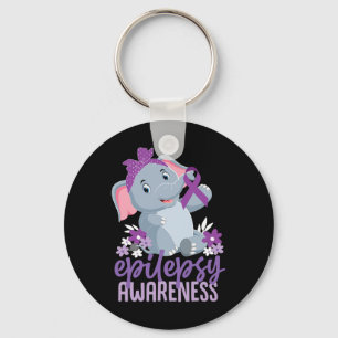 Llavero Epilepsia divertida Conciencia Flor Elephant Ribbo