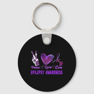 Llavero Epilepsia Sensibilización Paz Amor Cure Purple Reg