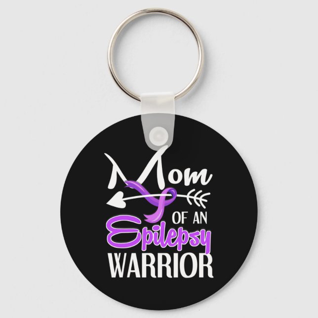 Llavero Epilepsy Mom Purple Ribbon Awareness Mother 2 (Anverso)