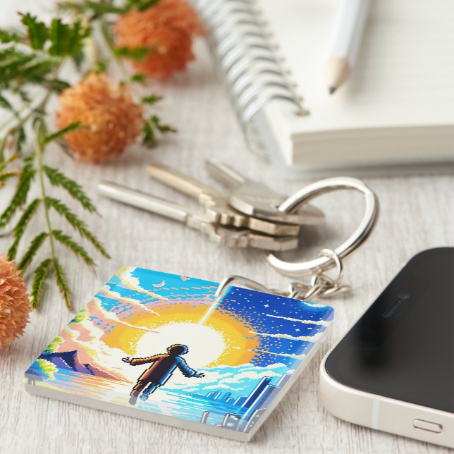 Llavero Equilibrio de mundos - Futurista tecnología de art (Frente Derecha)