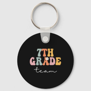 Llavero Equipo de 7º Grado Retro Groovy Mujeres Feliz Prim