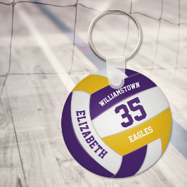 Llavero equipo de deportes de oro morado colores voleibol