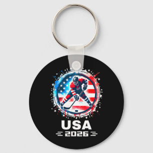 Llavero Equipo de EE. UU. 2026 Hockey Bandera Americana Mu