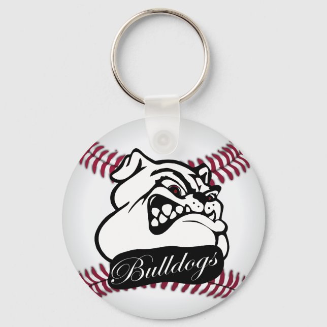 Llavero Equipo de la escuela de bulldog Mascot Baseball (Anverso)