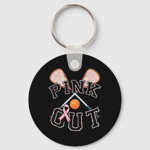 Llavero Equipo de Lacrosse Pink Out Conciencia sobre el Cá