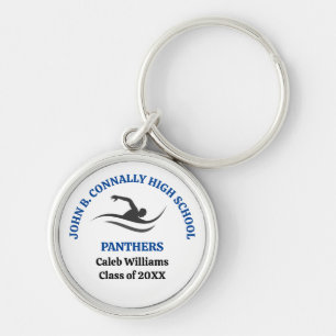 Llavero Equipo de natación azul personalizado para nadador