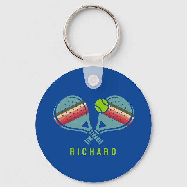 Llavero Equipo de Pickleball Paddles Rayados Personalizado (Anverso)