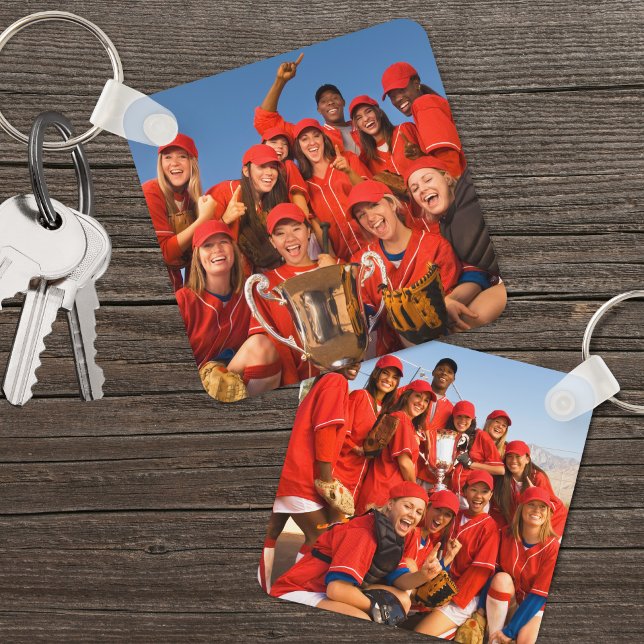 Llavero Equipo deportivo de doble cara personalizado dos f (Custom Double Sided Sports Team Two Photo keychain)