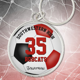 Llavero equipo rojo negro colores niños chicas nombre fútb