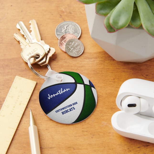 Llavero equipo verde azul colores niños chicas baloncesto (Escritorio )